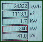Display for meter
                  recording heat energy flow.